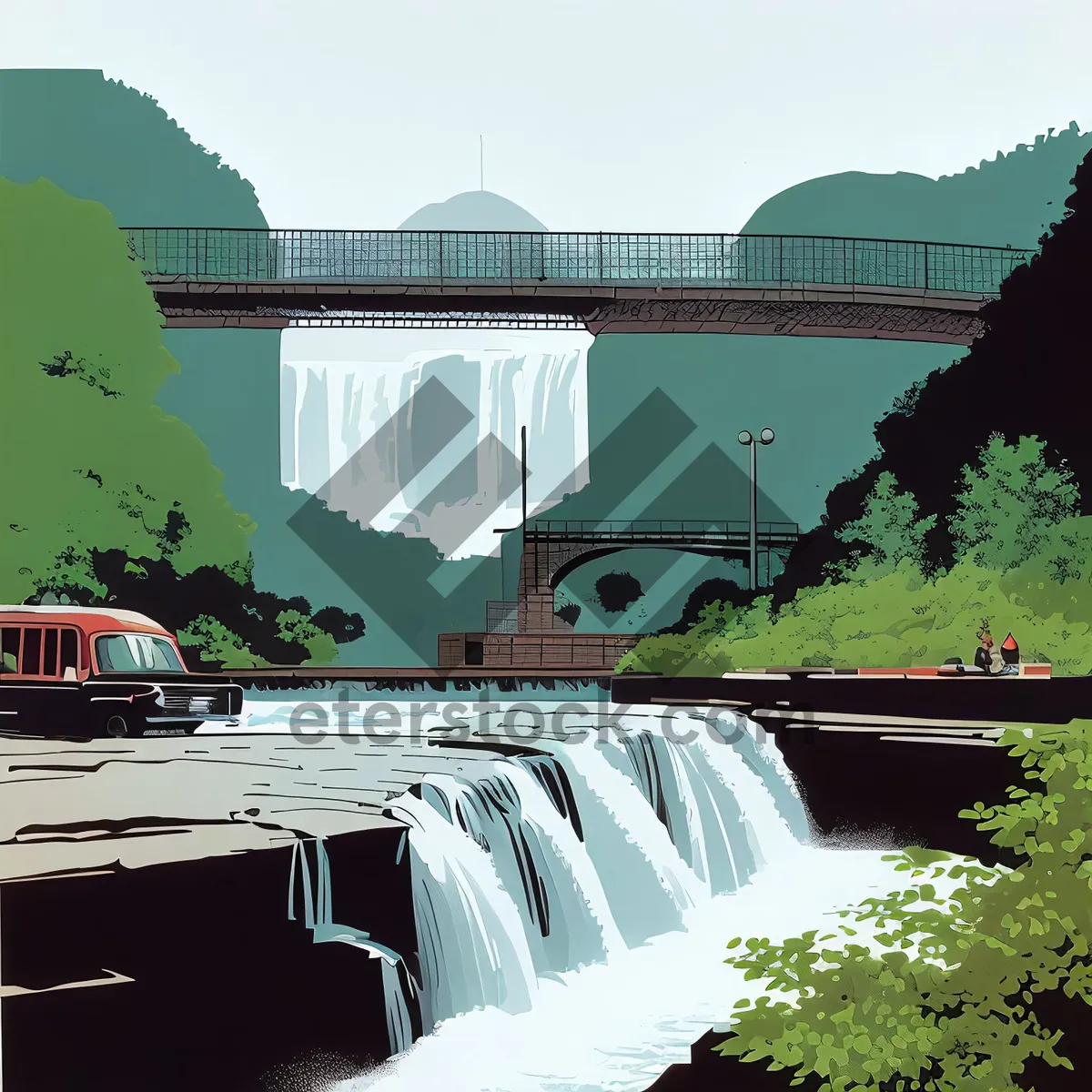 Picture of Cityscape Bridge Over River - Architectural Wonder Amidst Serene Waters