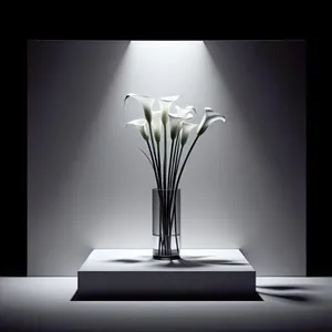 Beautiful Table Lamp with Glass Vase and Plant