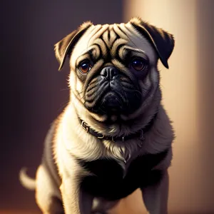 Adorable Wrinkly Pug Puppy Portrait