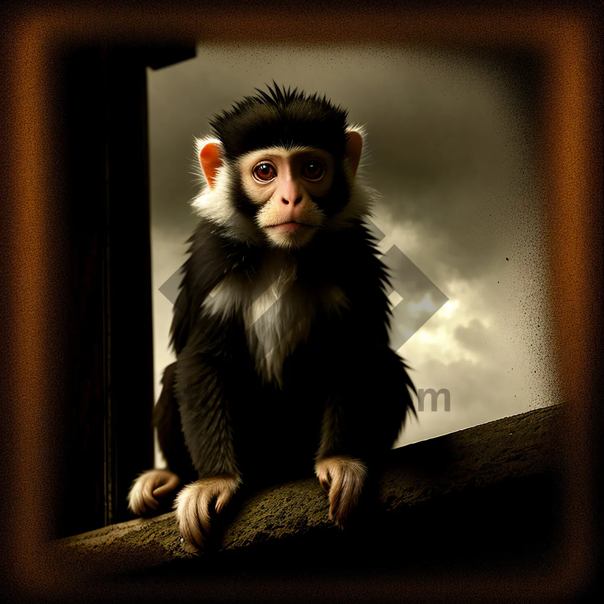 Picture of Wild Primate Face in Black Fur
