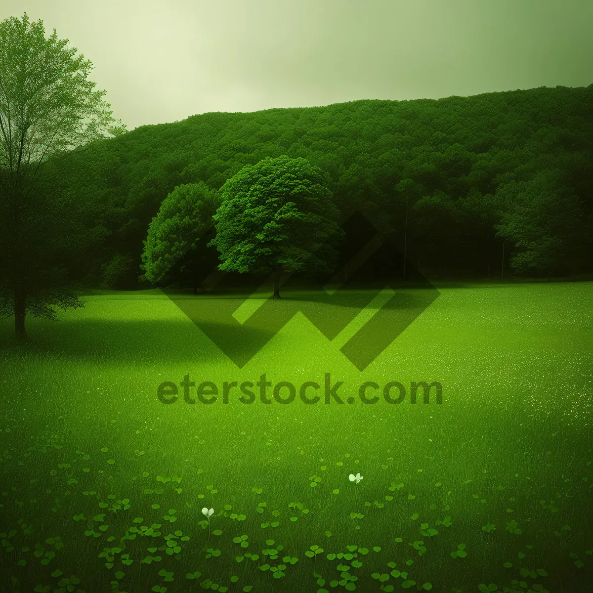 Picture of Serene Summer Landscape with Tree and River