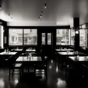 Modern restaurant interior design with luxurious wooden furniture.