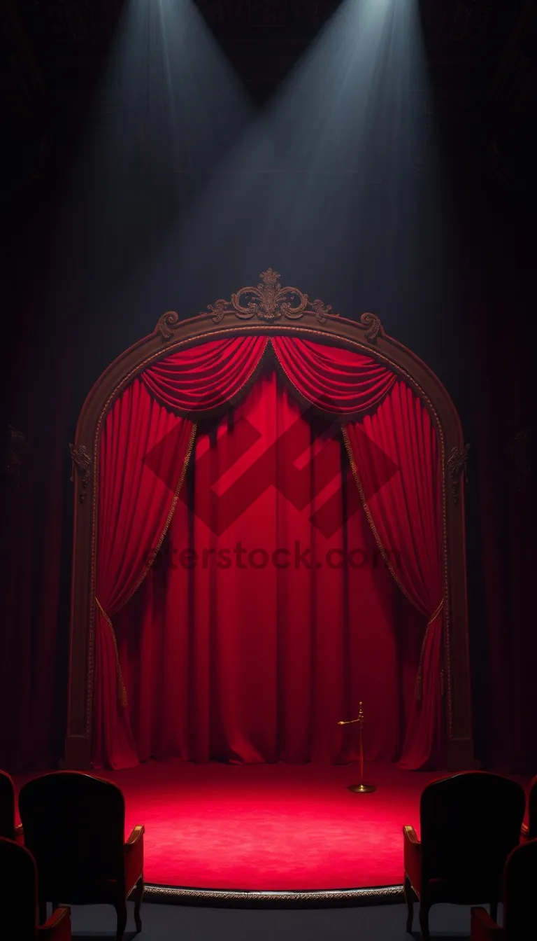 Picture of Velvet stage curtain with graphic design pattern