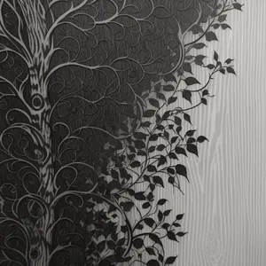 Elegant Floral Damask Pattern on Vintage Silk Wallpaper