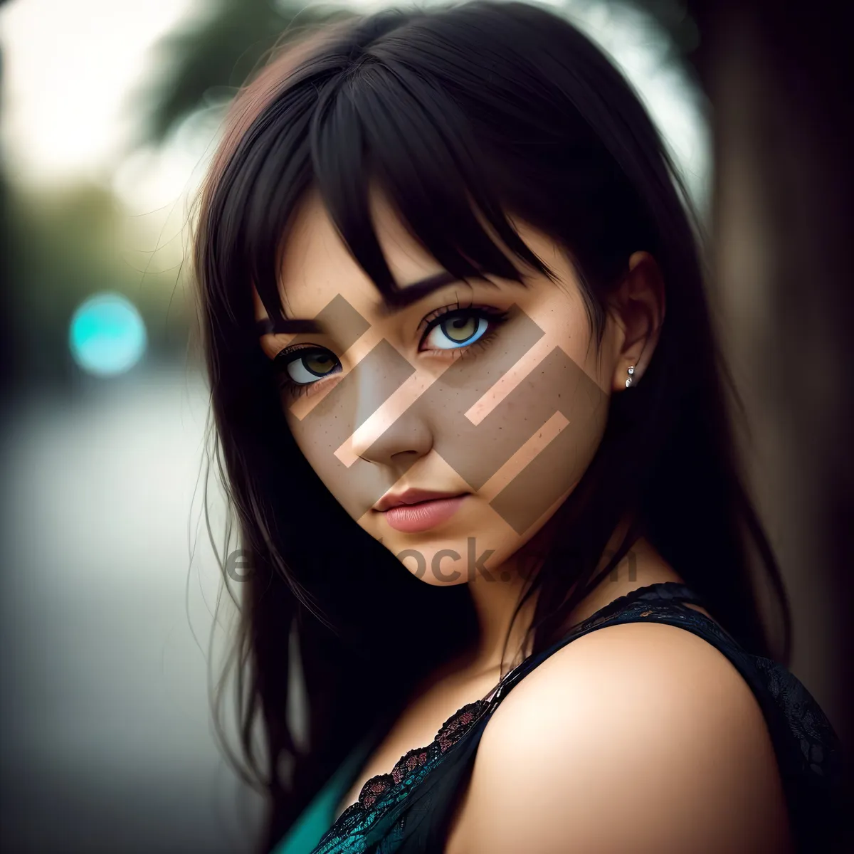 Picture of Elegant Black-haired Beauty Smashing the Studio