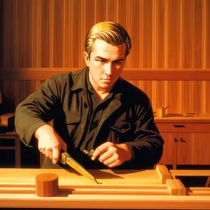 Smiling Man Playing Marimba in Office