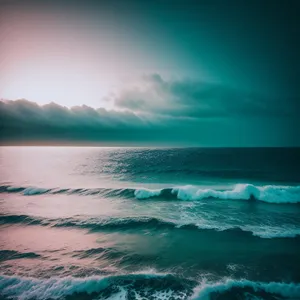 Serene Sunset over Tropical Island Beach