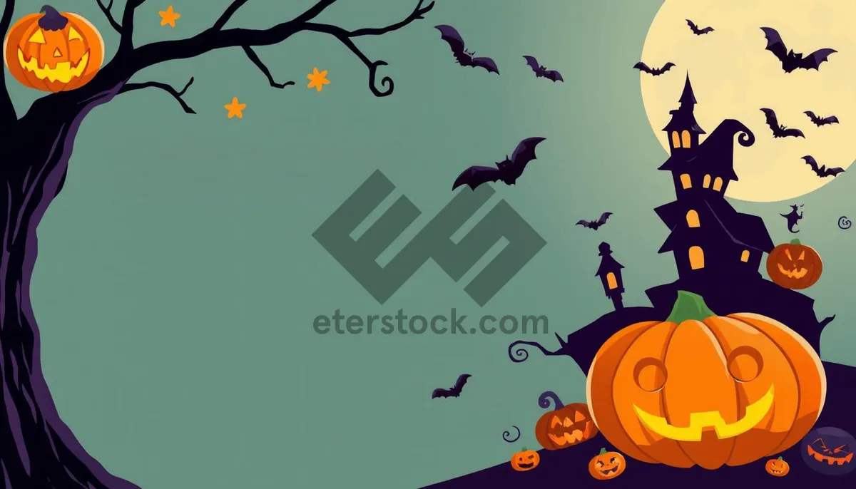 Picture of Orange Moon Silhouette Graphic Design Wallpaper