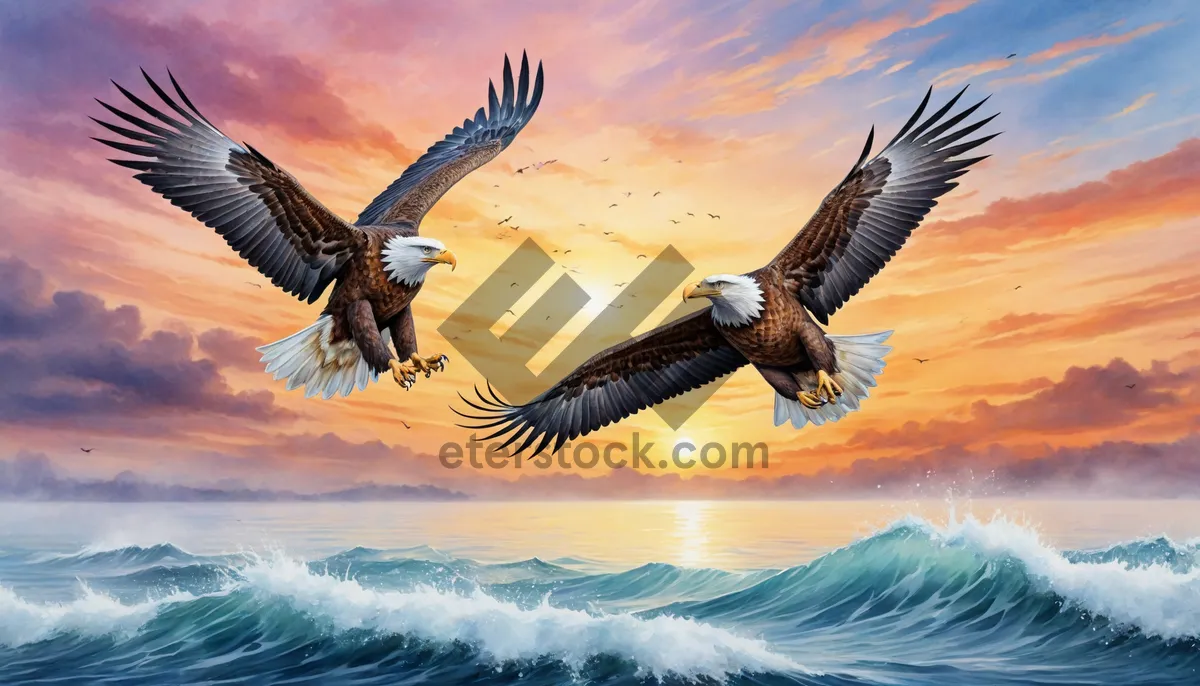 Picture of Seagull soaring over the water with freedom