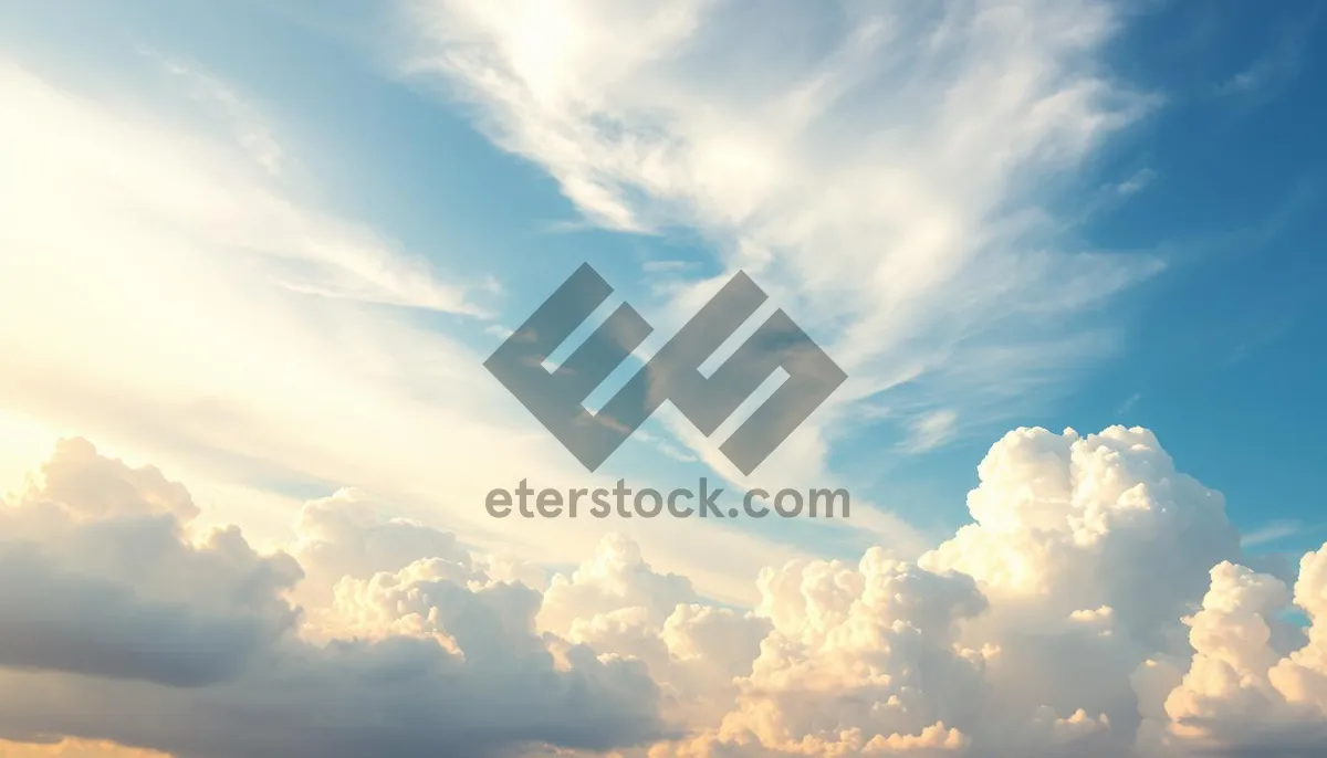 Picture of Sunny sky with fluffy clouds in spring atmosphere.