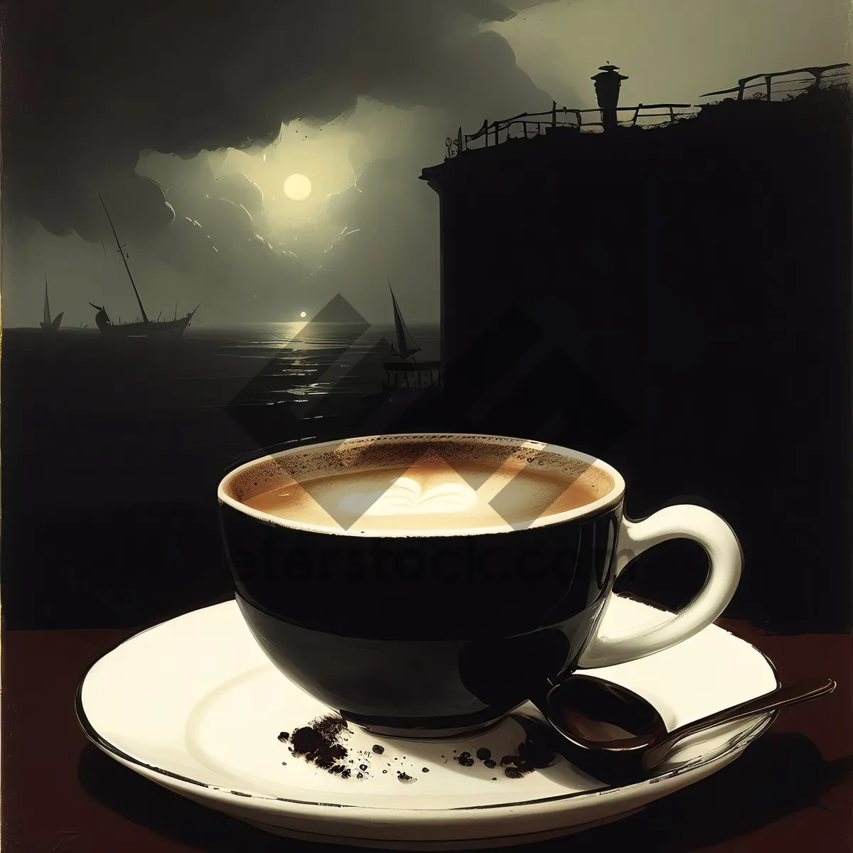 Picture of Morning Energizer: A steaming cup of espresso with a saucer