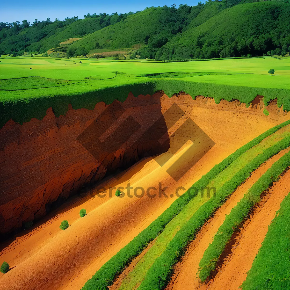 Picture of Highland Rice Fields: Serene Rural Landscape with Rolling Hills