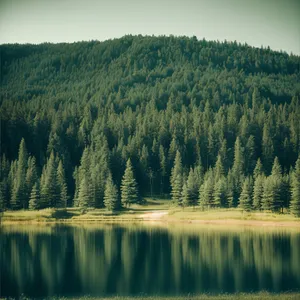 Autumn Reflection in Countryside Lake Landscape