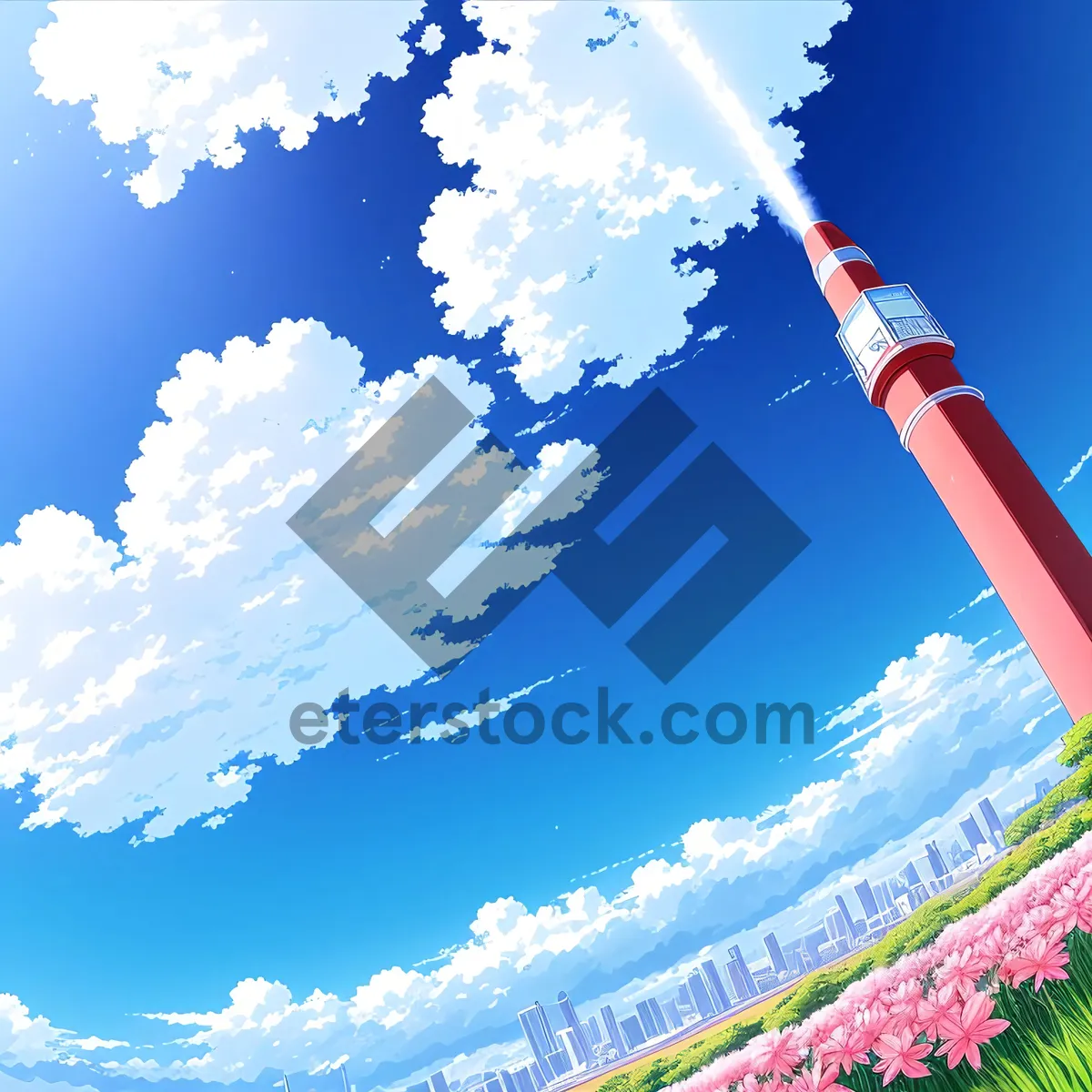 Picture of Vibrant Summer Sky with Clear, Sunlit Clouds