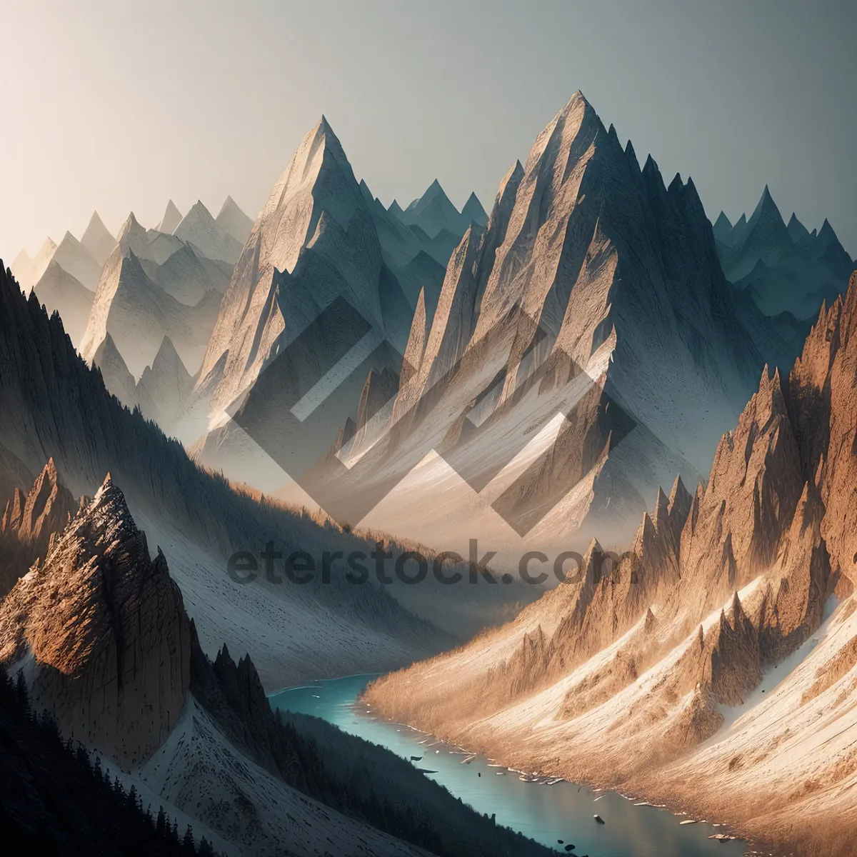 Picture of Scenic Mountain Canyon with Snow-Capped Peaks