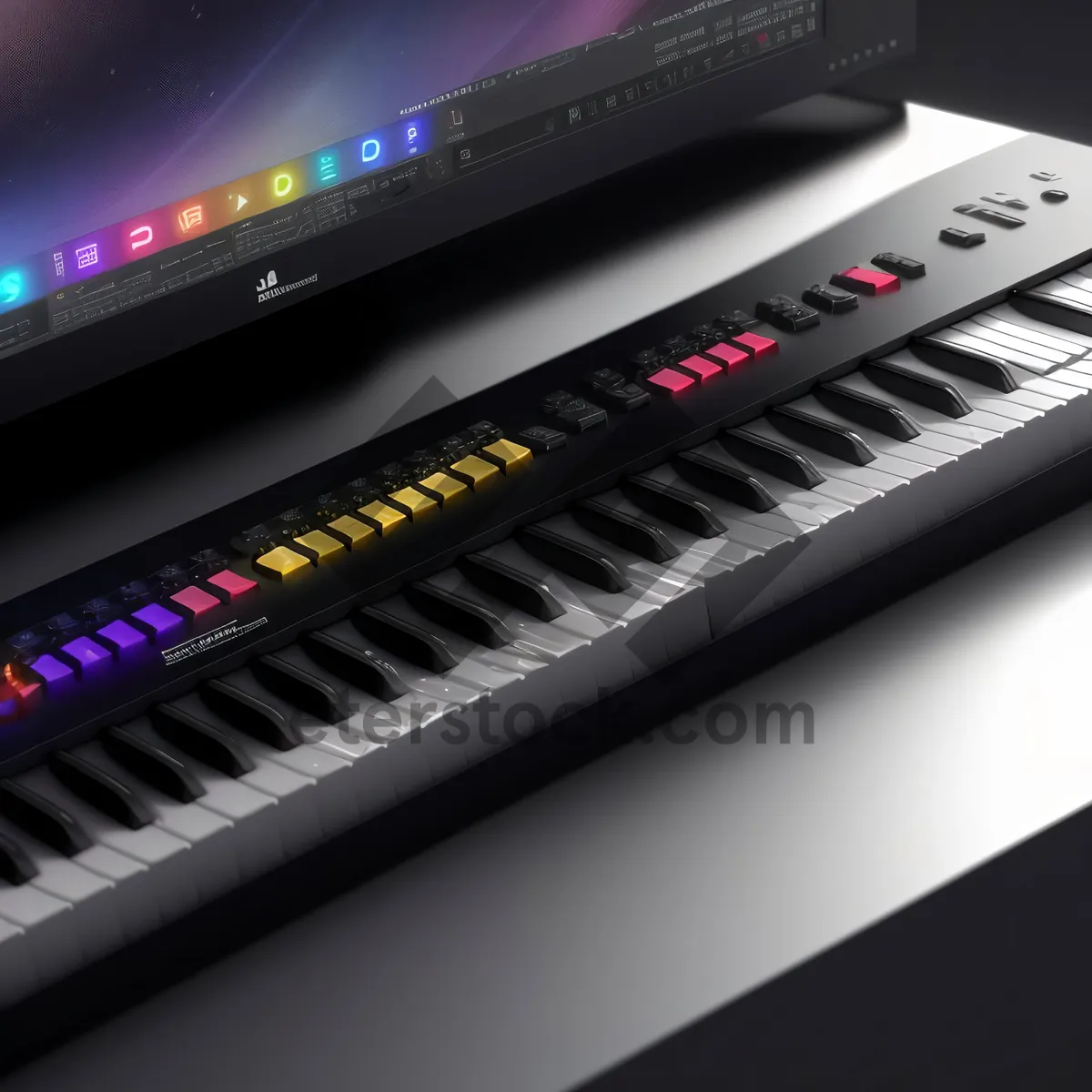 Picture of Black Digital Synthesizer Keyboard - Technological Musical Apparatus