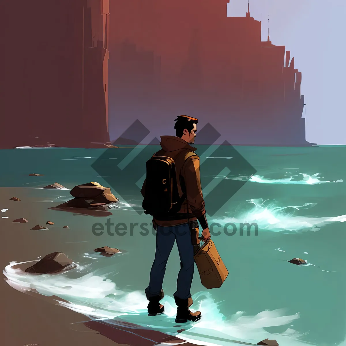 Picture of Serene Summer Coastal Water Silhouette