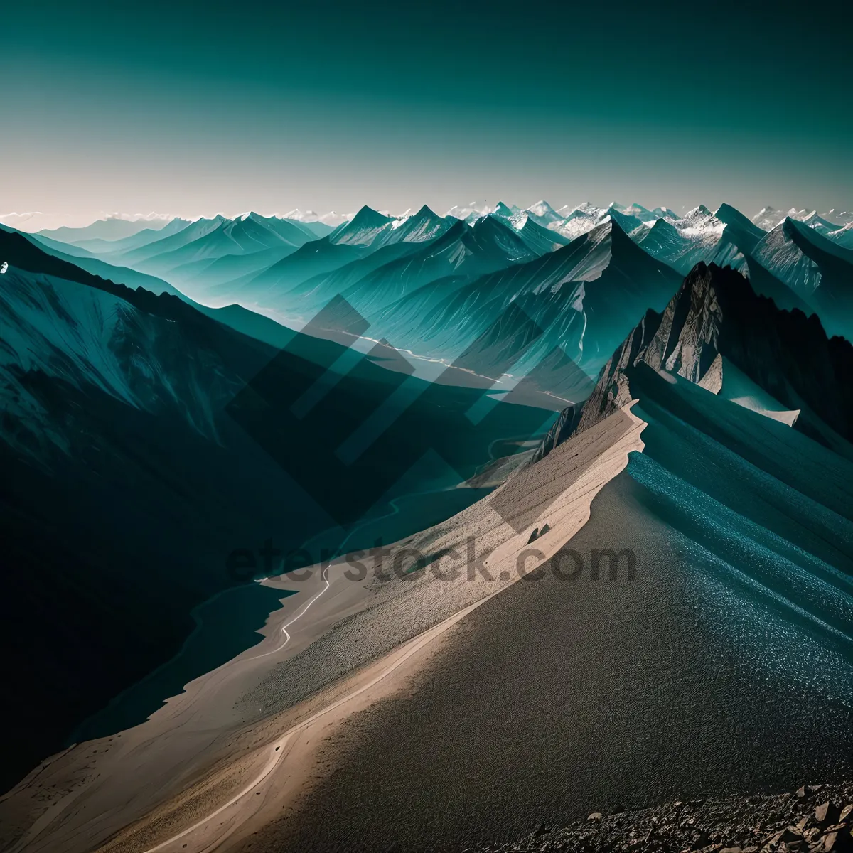 Picture of Serene Sunset over Majestic Mountain Landscape