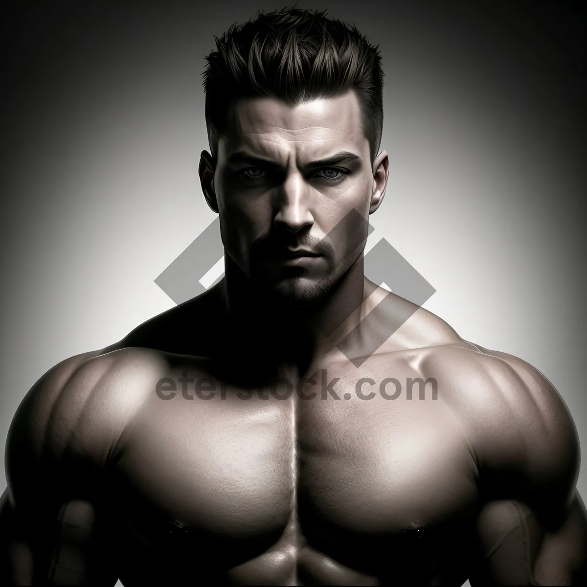 Picture of Seductive Muscle - Dark Studio Portrait of Attractive Fit Man