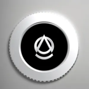 Modern Black Metal Button Icon with Shiny Rim