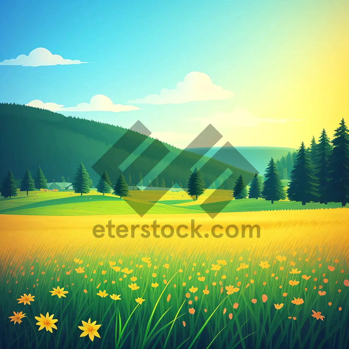 Picture of Idyllic Summer Meadow Under Clear Skies
