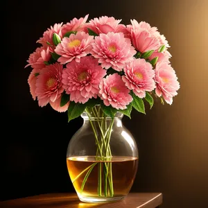 Colorful Spring Bouquet in a Pink Vase