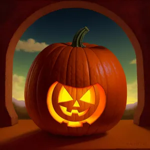 Festive Jack-o'-Lantern illuminates spooky autumn night