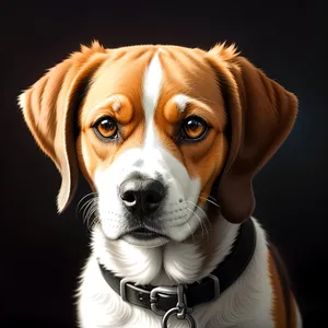 Adorable Purebred Beagle Puppy Sitting with Brown Coat.