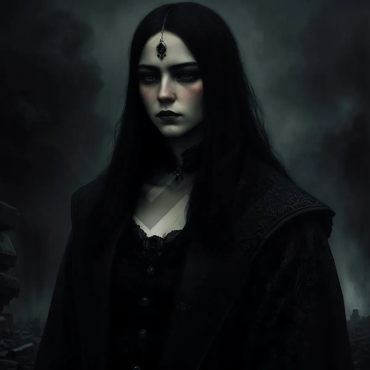 Picture of Attractive brunette model in stylish black robe portrait