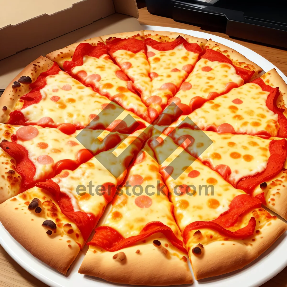 Picture of Delicious Gourmet Pizza with Pepperoni and Cheese