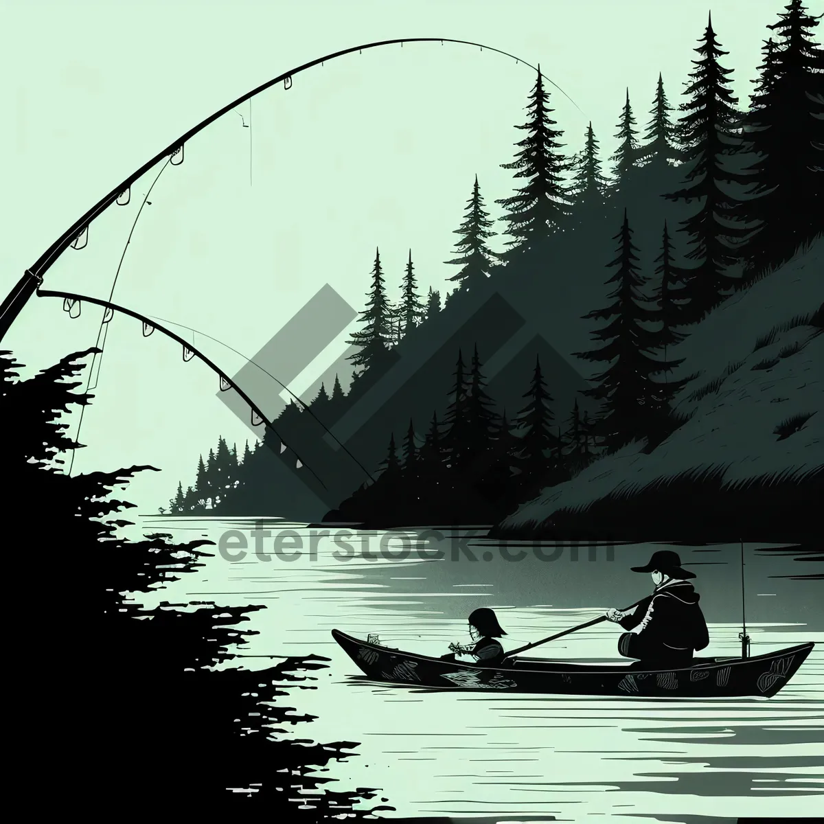 Picture of Serene Sunset on Calm Waters with Kayak