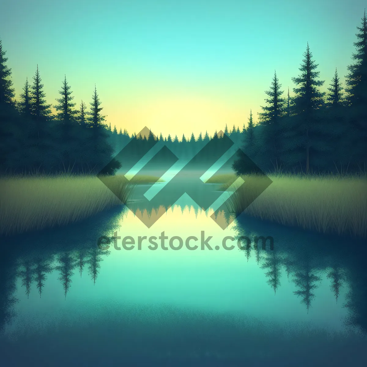 Picture of Serene Reflections of Nature's Tranquil Waterscape