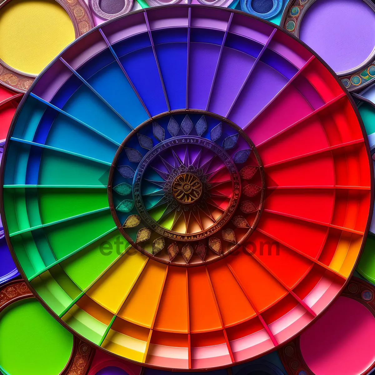 Picture of Colorful Pinwheel Machine Design: A Vibrant Mechanical Digital Art