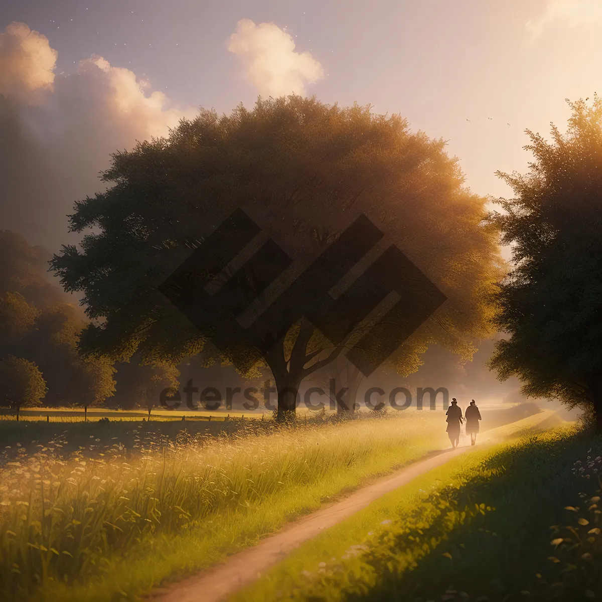 Picture of Serene Sunset Over Golden Rapeseed Fields
