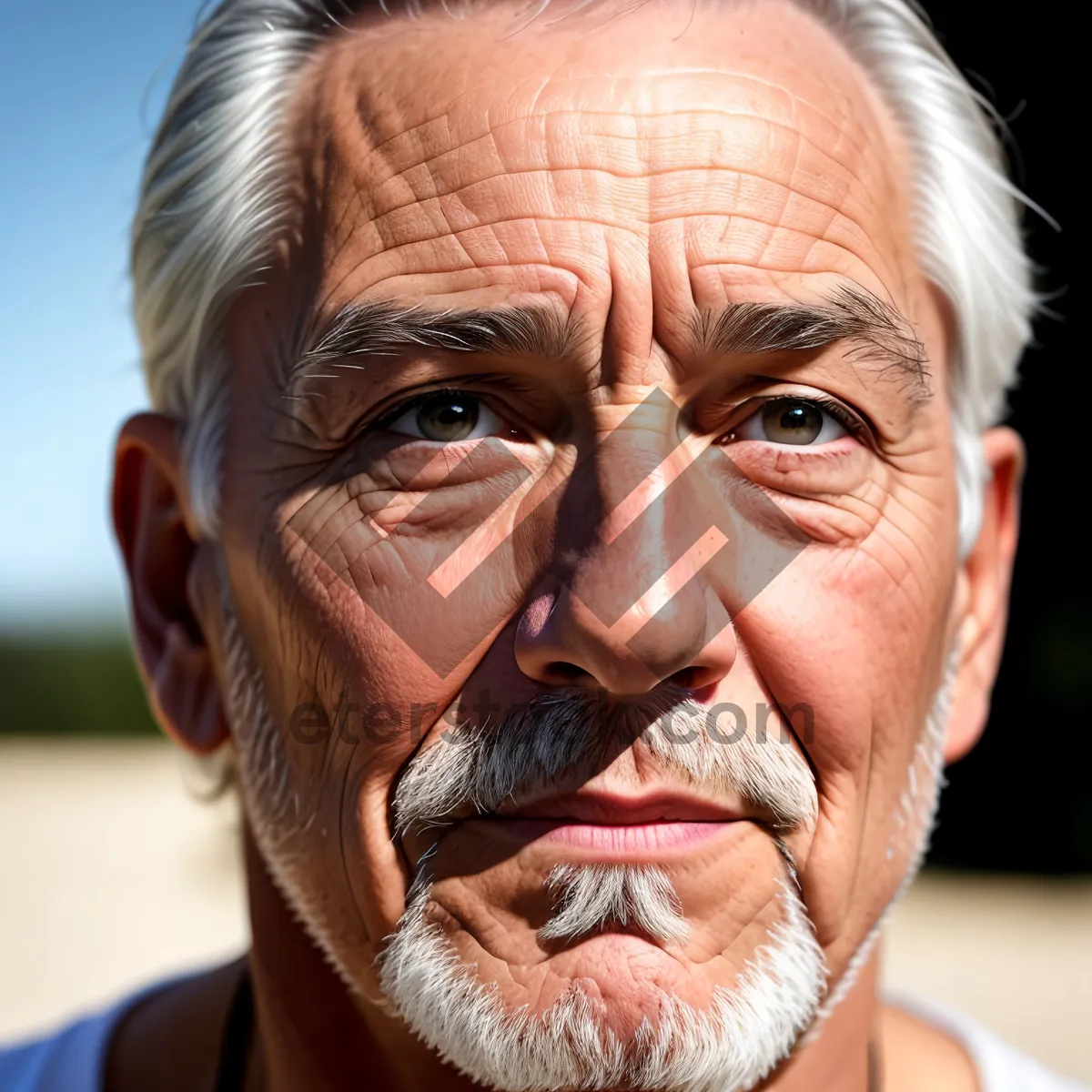 Picture of Smiling Senior Man with Gray Hair and Happy Expression