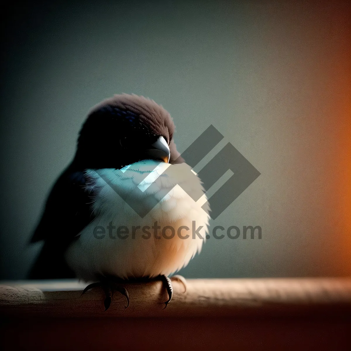 Picture of Sitting Sparrow: Adorable Chickadee on Branch