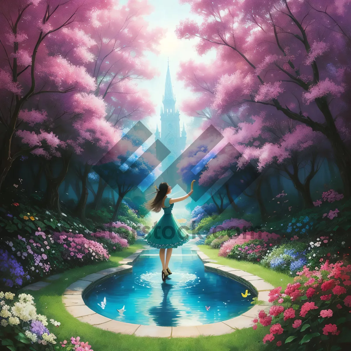 Picture of Colorful light fountain structure art.