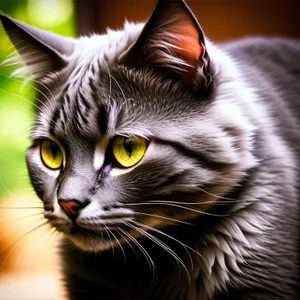 Furry Friend: Curious Domestic Cat with Adorable Whiskers