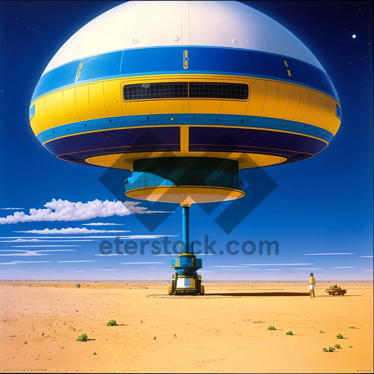 Picture of Skybound Adventure: Airship Soaring Over Beach