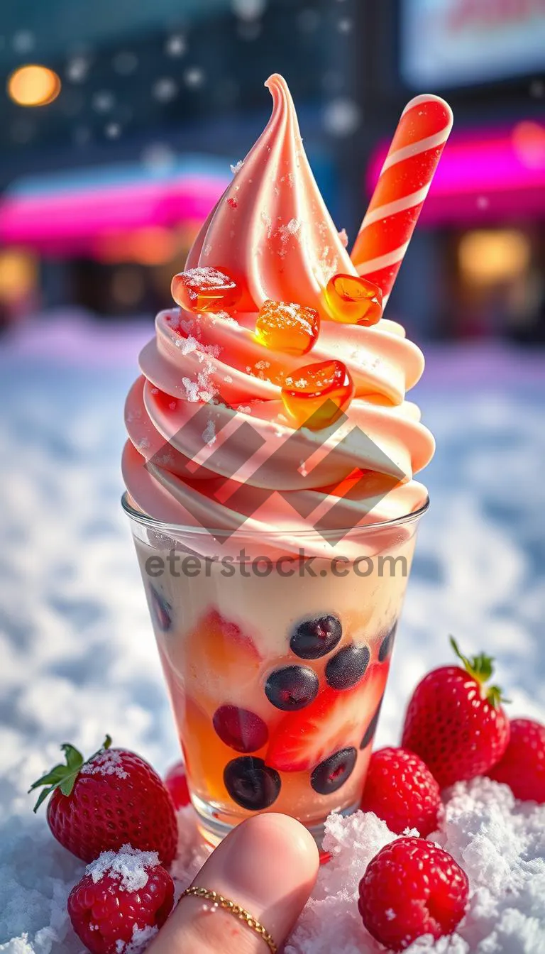 Picture of Refreshing Strawberry Yogurt Ice Cream with Berries