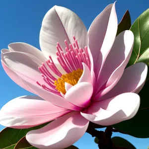 Pretty Pink Lotus Blossom in Garden Pond