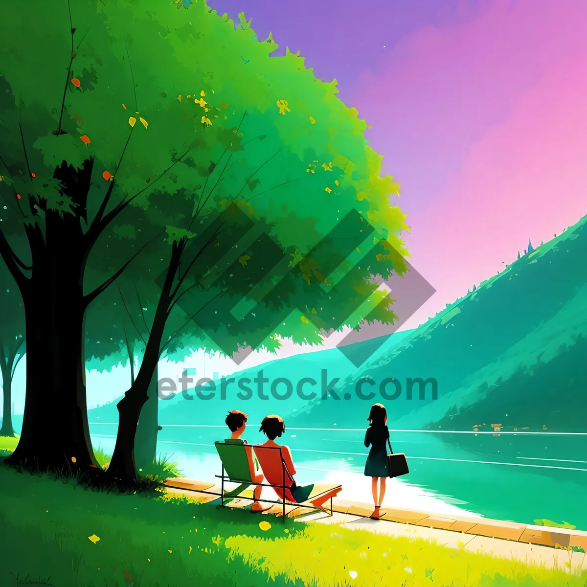 Picture of Colorful Sunset over Water: Serene Horizon and Vibrant Sky