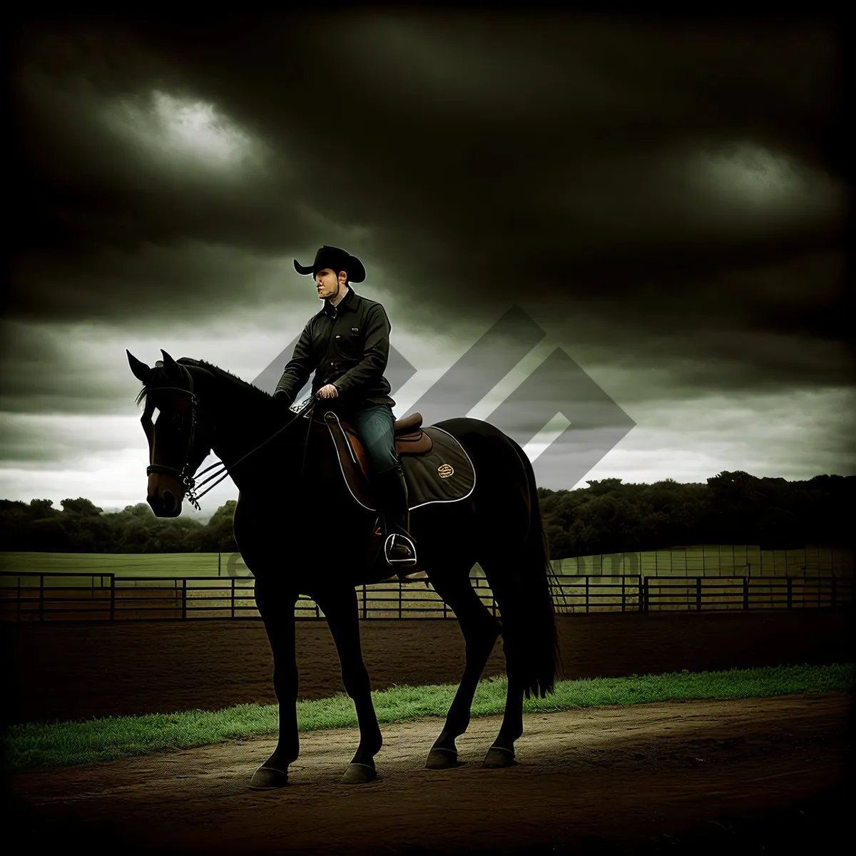 Picture of Sunset Ride: Thoroughbred Stallion on Vaulting Horse