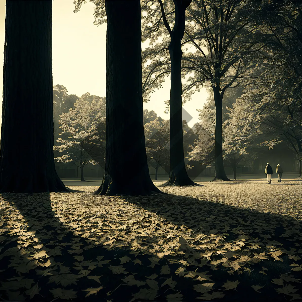 Picture of Autumn Walkway Through Colorful Woods