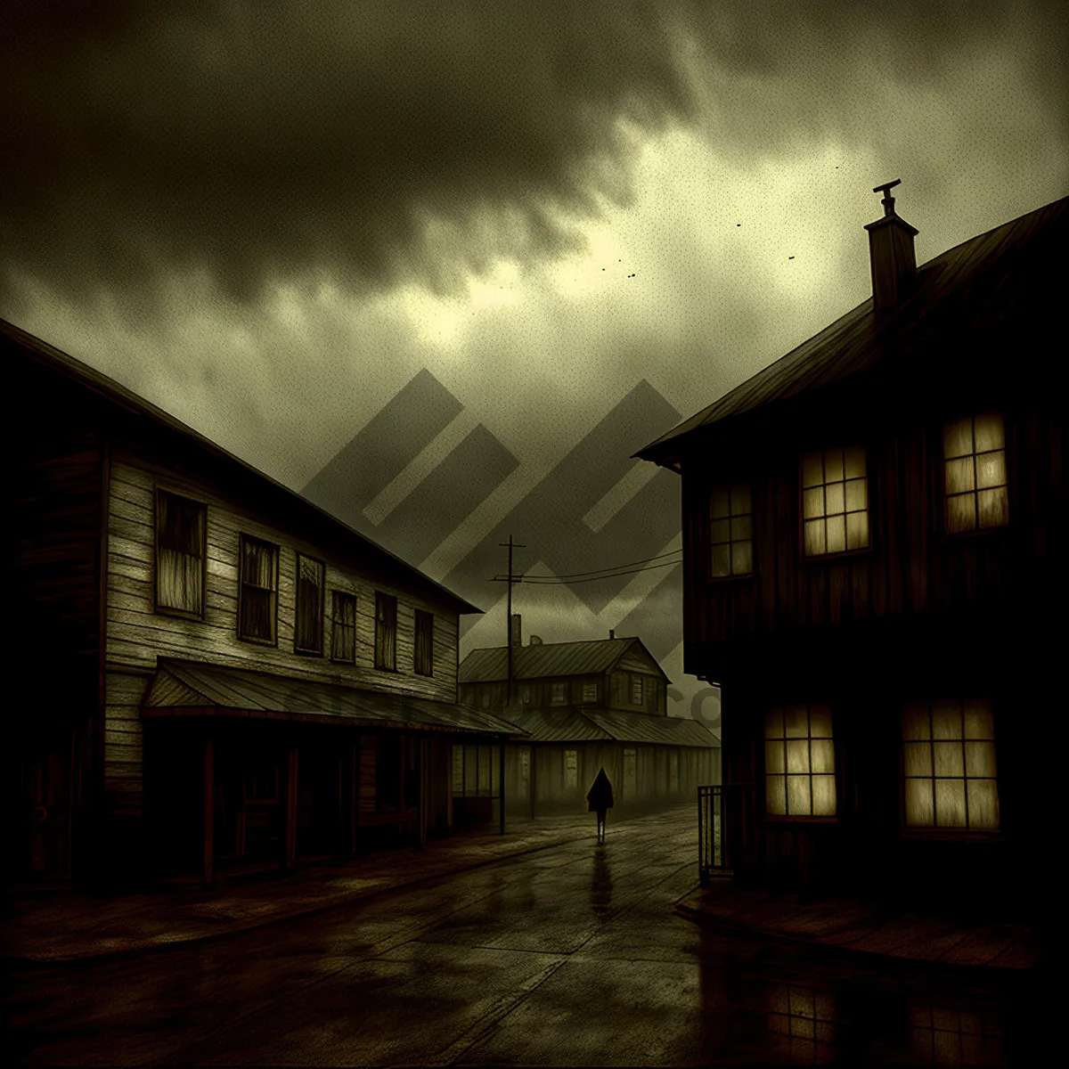 Picture of Old Boathouse against Dramatic Sky