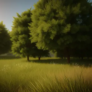 Rural Skyline - Serene Landscape with Lush Trees