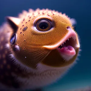 Tropical Underwater Wildlife: Puffer Fish Eye in Water