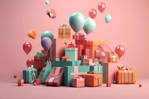 Colorful Birthday Party Decoration with Balloons and Ribbons