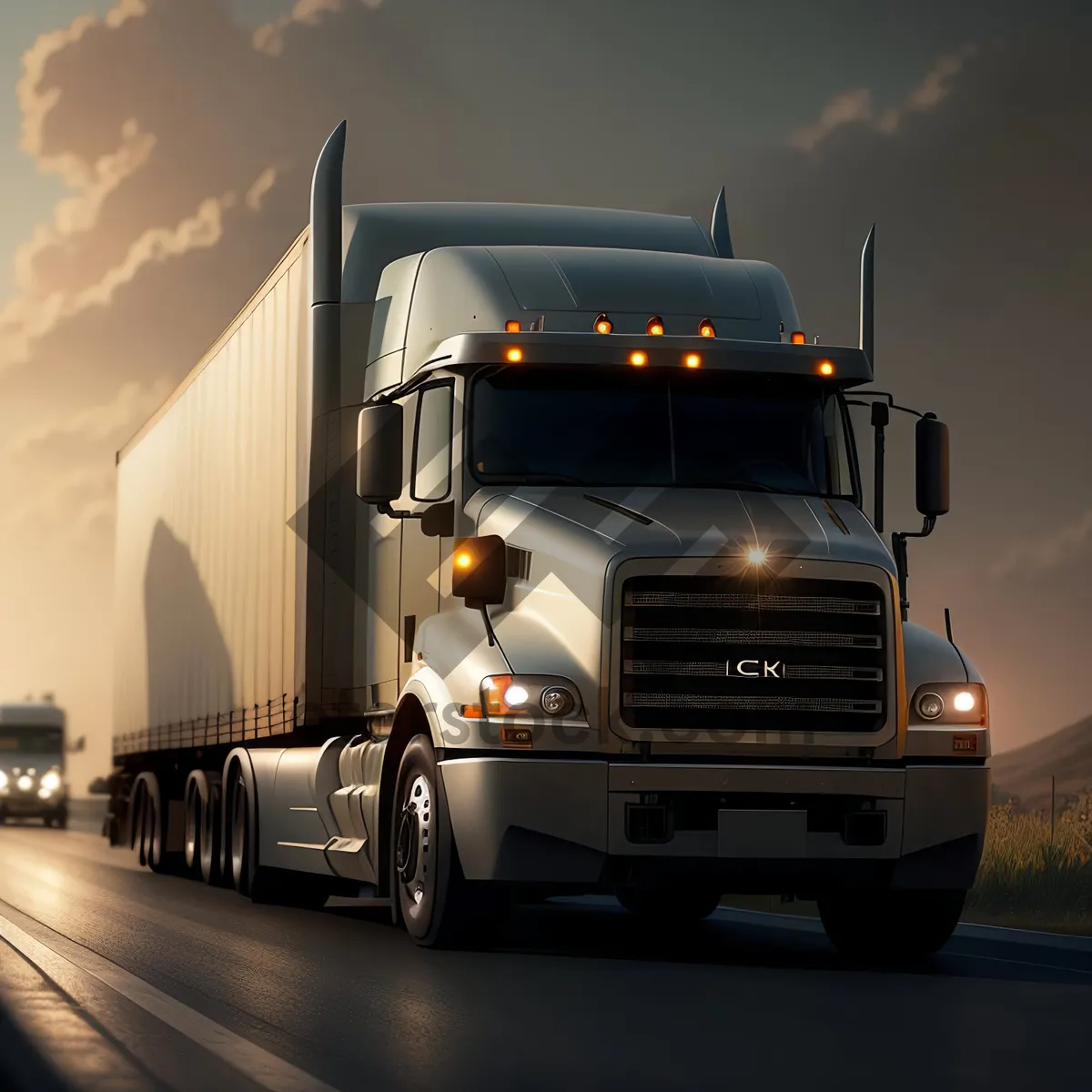 Picture of Speeding Freight Truck on Highway