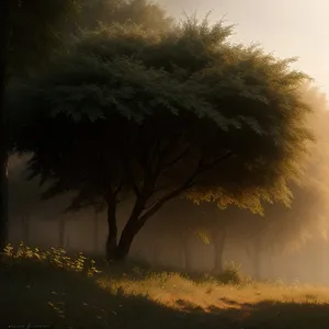 Majestic Sunrise over Snowy Rural Landscape